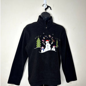 White Stag Black Turtleneck Sweater with Snowman Design